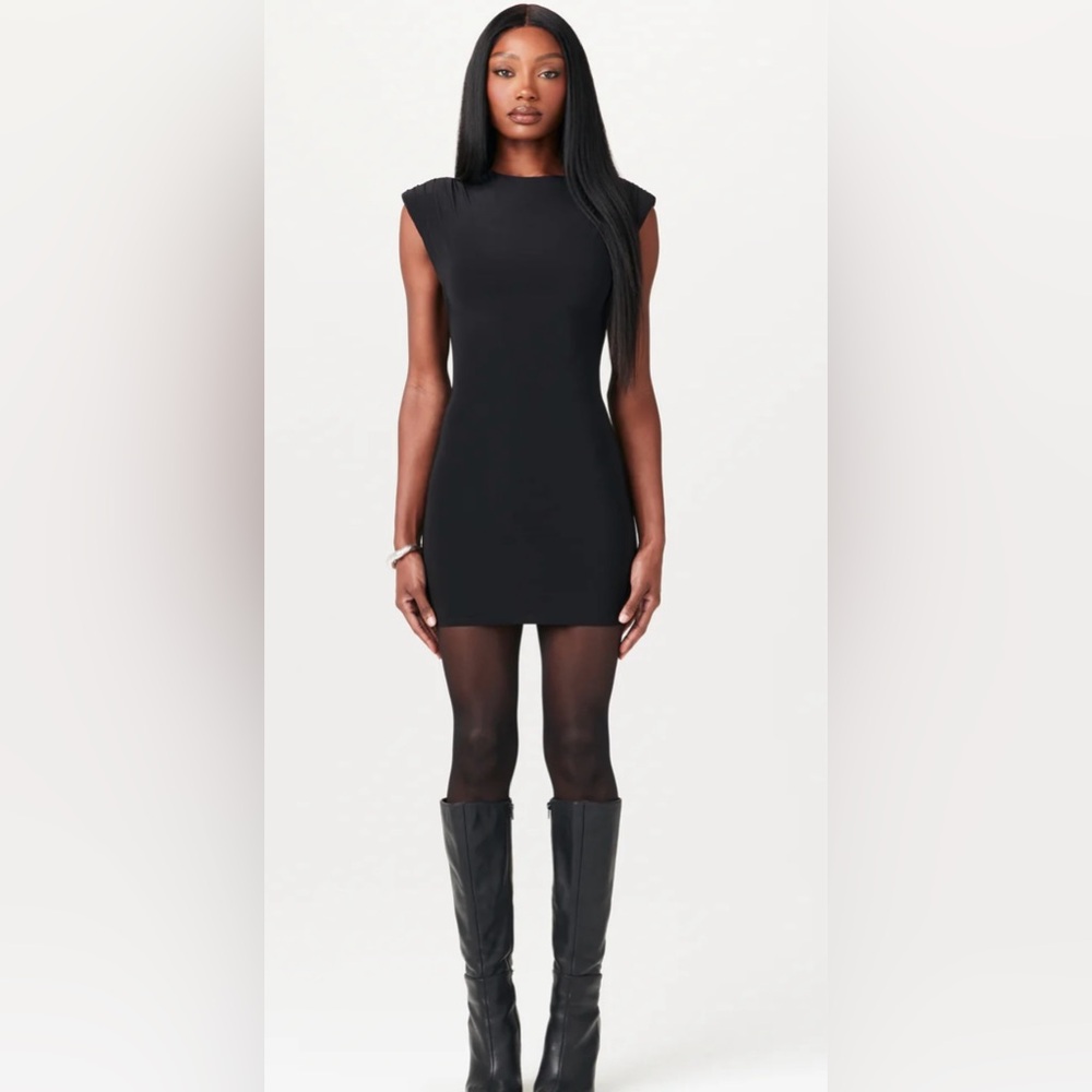 Brand New NWT Naked Wardrobe Hourglass Sleeveless Mini Dress Small S Black
